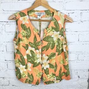 Vintage Pineapple Moon Silk Sleeveless Hawaiian Shirt